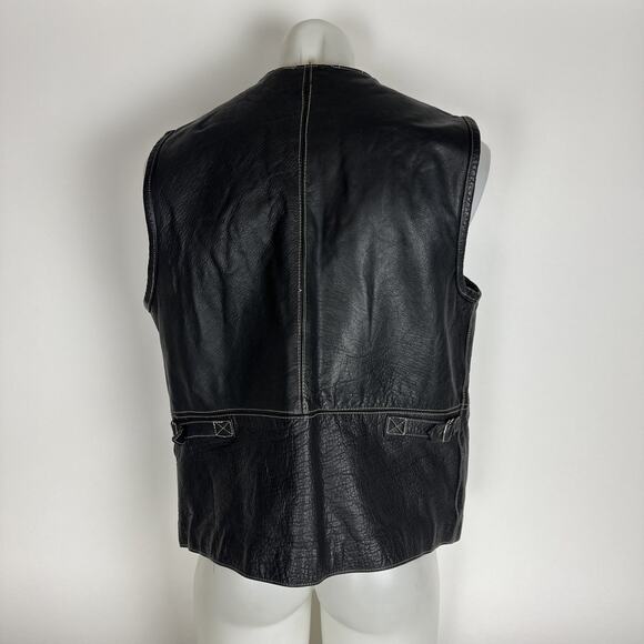 Here & Now Black Leather Vest Men’s Size XL - Picture 2 of 15